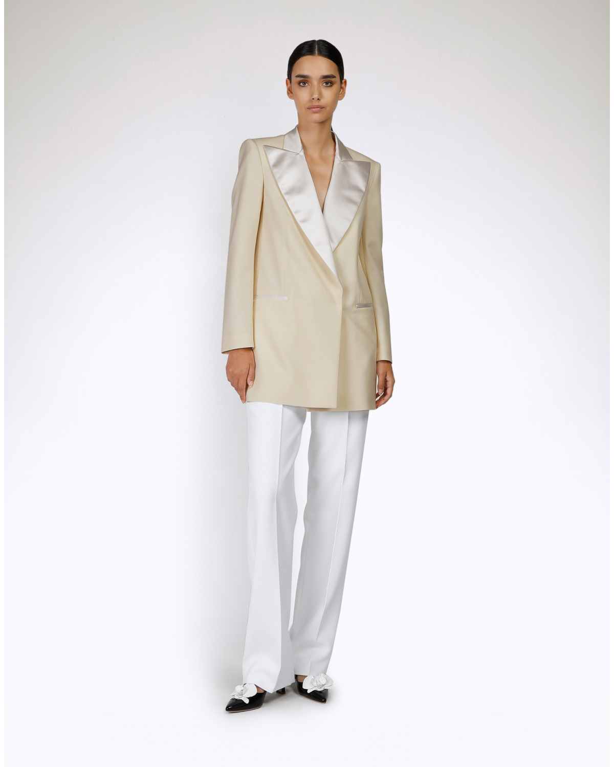 Double-breasted white cady blazer | Party Collection | Genny