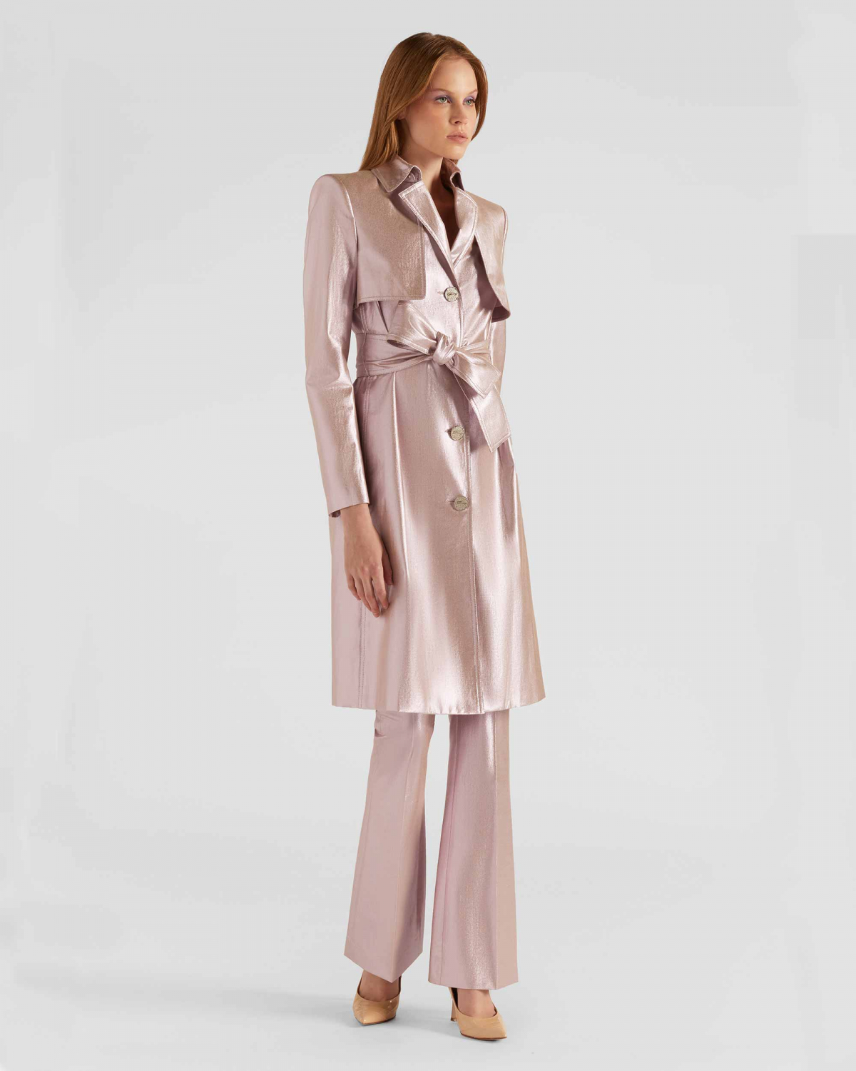 Metallic effect wide trench coat | Cruise 2023 Collection, Sale, hide_category, OUTLET, Carosello outlet, -50% | Genny