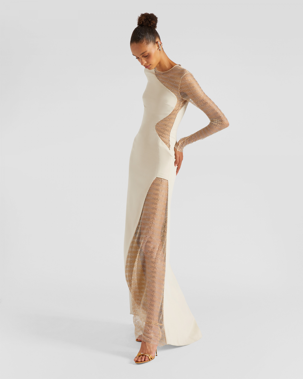 Long dress with mesh insert | Resort 2024 Collection, Dresses & Jumpsuits, Evening and Cocktail dresses, Ceremony dresses, SS24, EID , Ready to Wear, New Arrivals | Genny