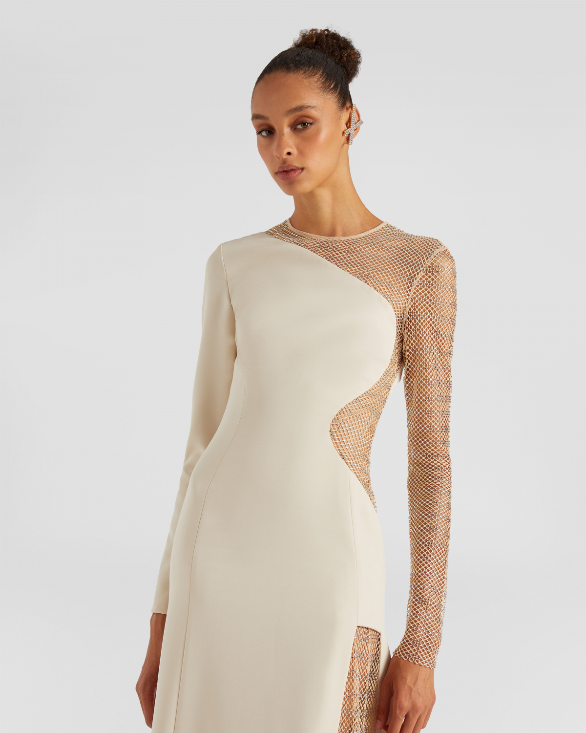 Long dress with mesh insert | Resort 2024 Collection, Dresses & Jumpsuits, Evening and Cocktail dresses, Ceremony dresses, SS24, EID , Ready to Wear, New Arrivals | Genny