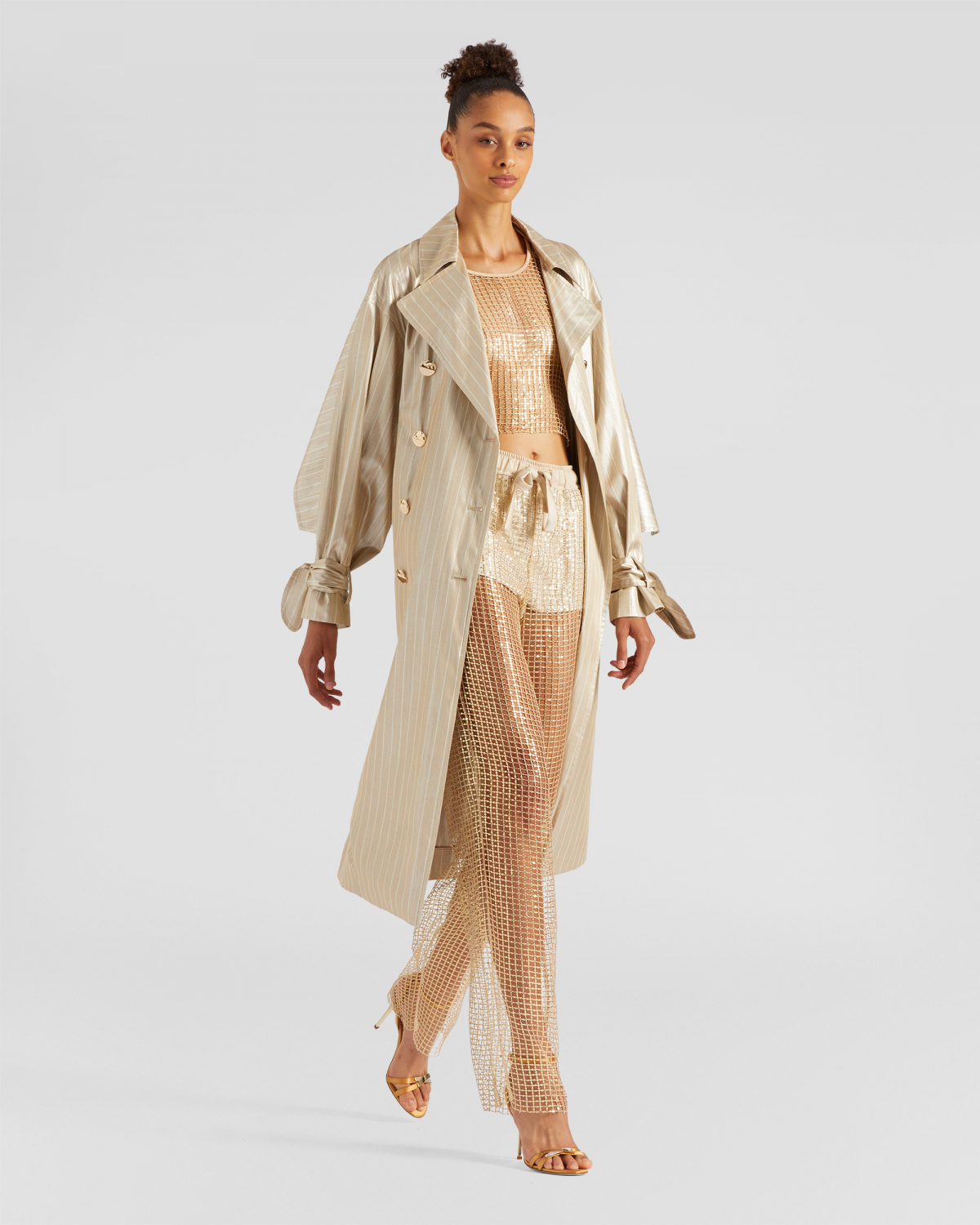 Lamé twill trench coat | Resort 2024 Collection, Jackets, SS24, EID , Ready to Wear, New Arrivals | Genny