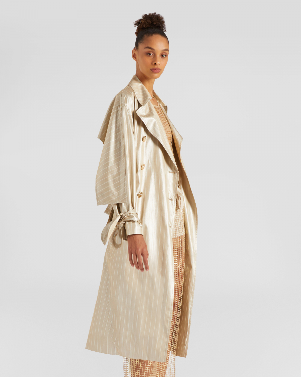 Lamé twill trench coat | Resort 2024 Collection, Jackets, SS24, EID , Ready to Wear, New Arrivals | Genny